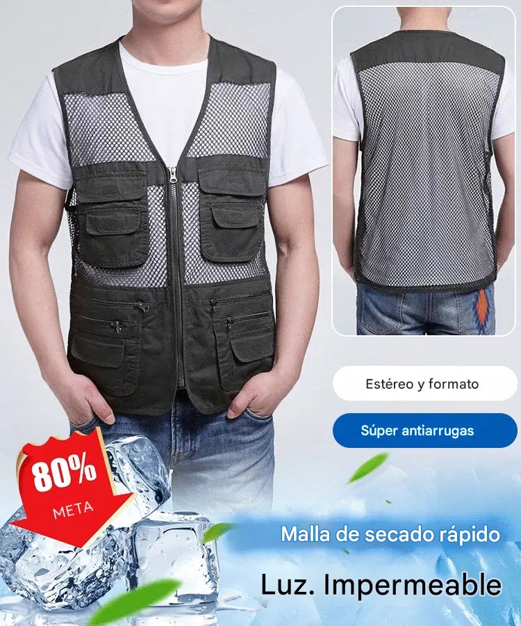 😎Chaleco sencillo y funcional con múltiples bolsillos 🔥【XL-4XL】