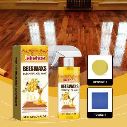 【30%0FF】Spray abrillantador de madera con cera de abeja de 120 ml (incluye esponja y toalla) para el cuidado de los muebles, la prevención de grietas y la protección de la pintura.