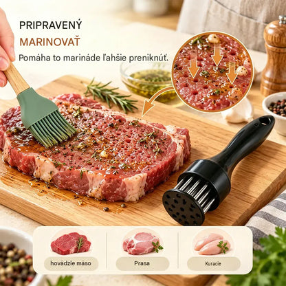 21-hrotová ihla na zmäkčovanie mäsa z nehrdzavejúcej ocele na steaky, grilovanie a varenie.
