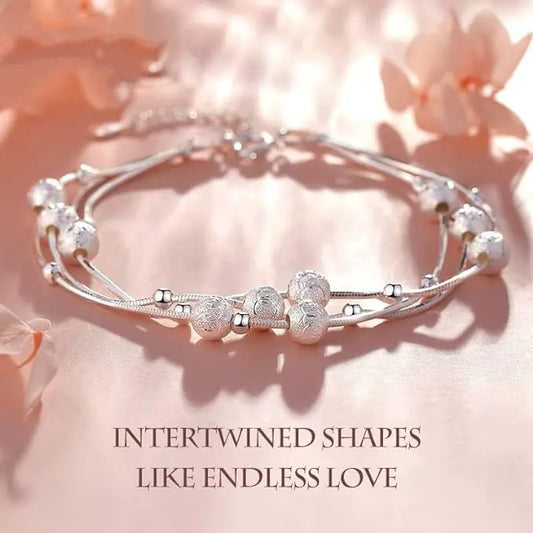 ✨✨【2 piezas por 27 euros】Pulsera de cuentas de la suerte de plata 999 con diseño grabado