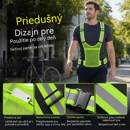 【🔥🔥2 kusy 25 eur】Reflexná vesta s vysokou viditeľnosťou, nastaviteľná, s vreckami, bezpečná bežecká výbava.
