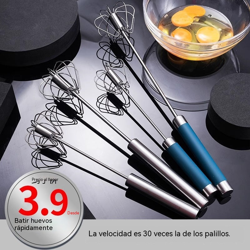 2 artículos 24€--Batidor de huevos semiautomático de acero inoxidable