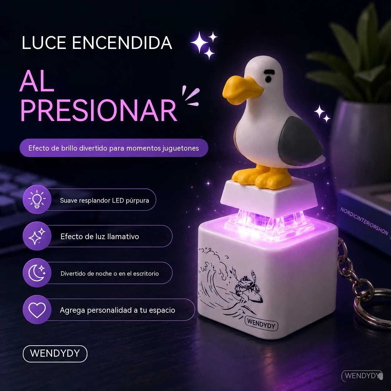 🕊️🕊️Llavero electrónico con luz y activado por voz "My Little Bird": Un llavero creativo con forma de pato con el que puedes jugar apretándolo.