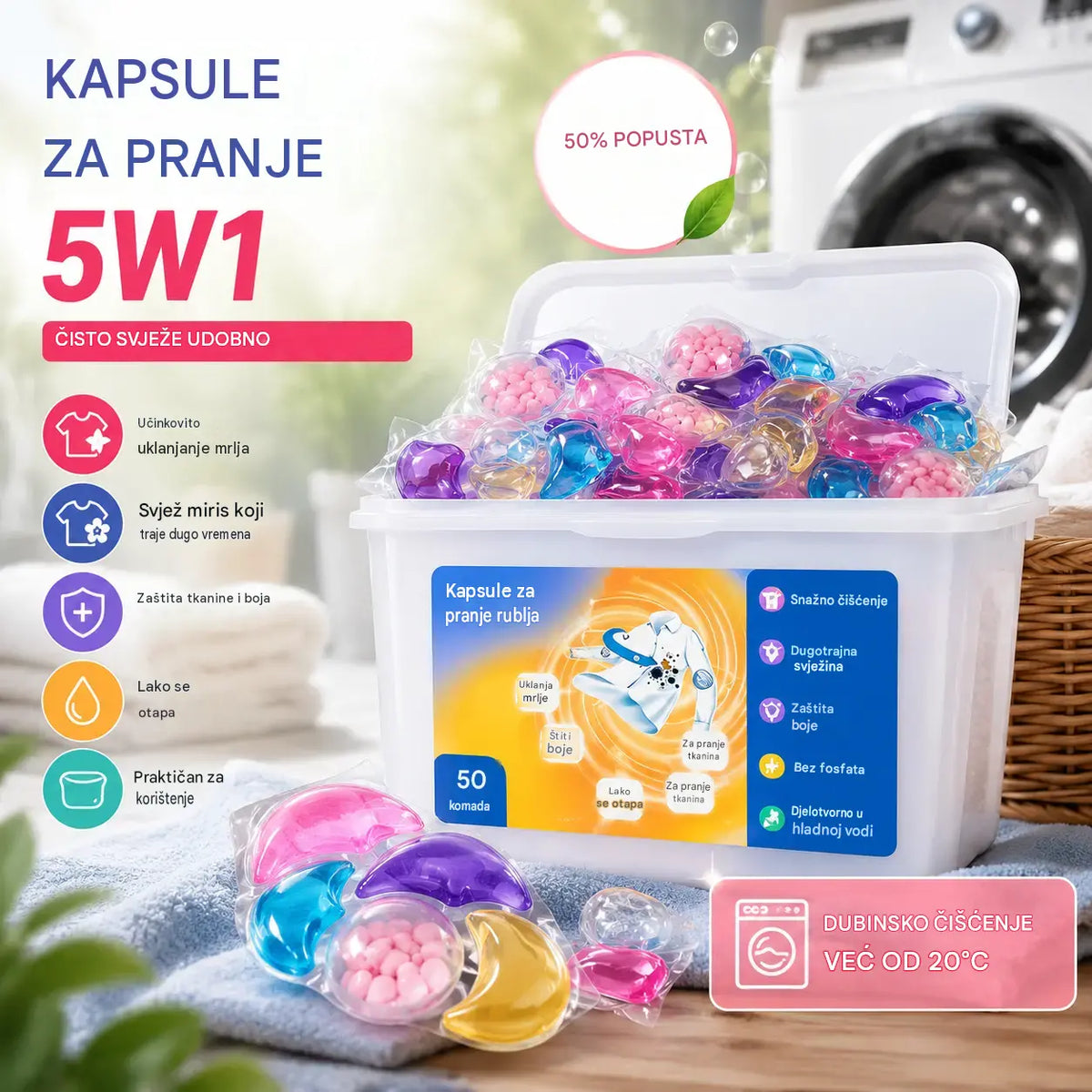 ✨👚 [Pakiranje od 30 komada] ✨ Iznimno veliko pakiranje: 6-u-1 mirisne kapsule deterdženta za rublje - uklanjanje mrlja i dugotrajan miris
