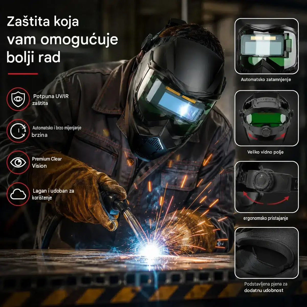 🔥😎Potpuno automatska maska za zavarivanje s promjenjivom svjetlošću i zaštitnom maskom za zavarivače