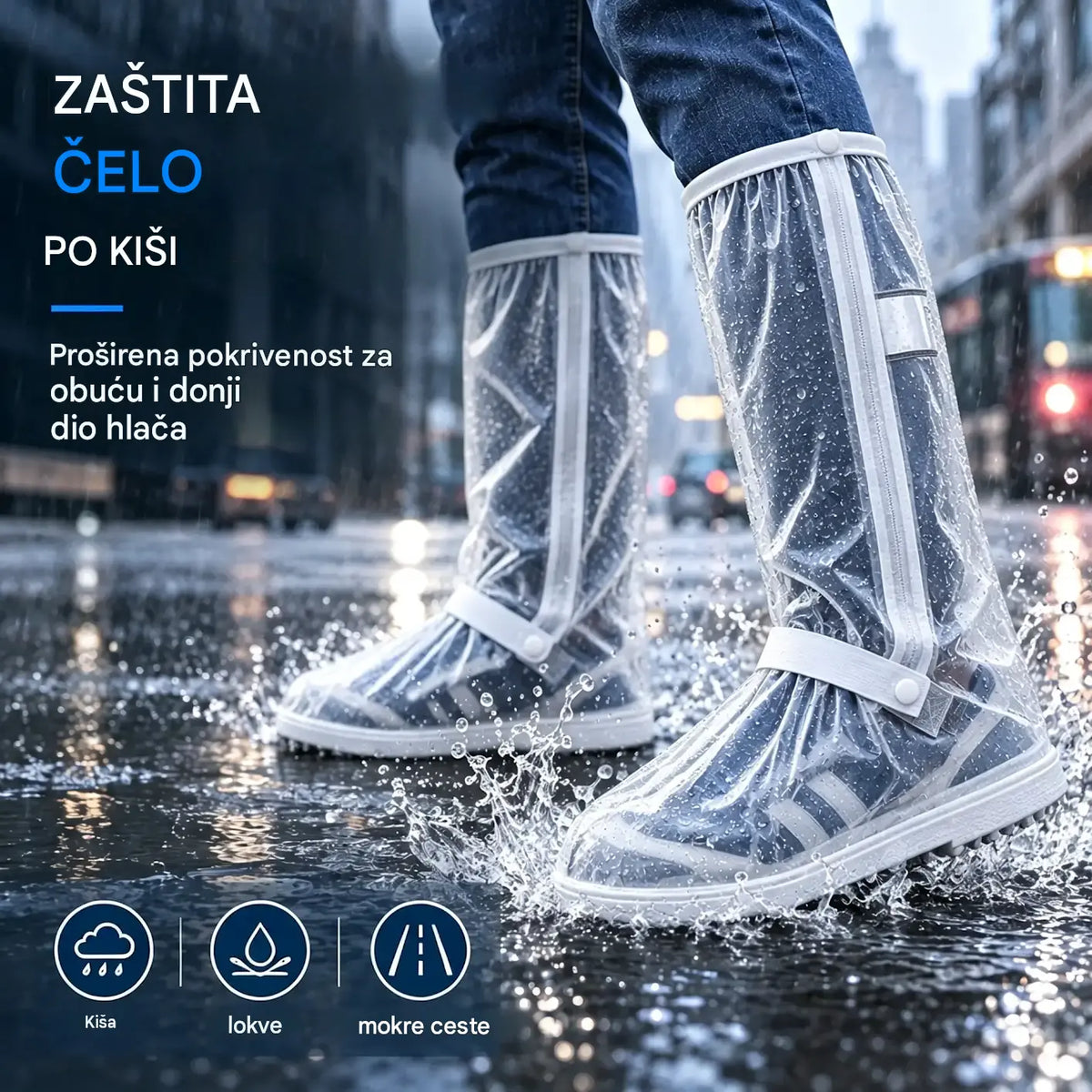 【1 par】Spriječite smočenje tenisica! Izdržljive vodootporne navlake za obuću: neklizajuće i sklopive – lako ih nosite u torbi 🌧️