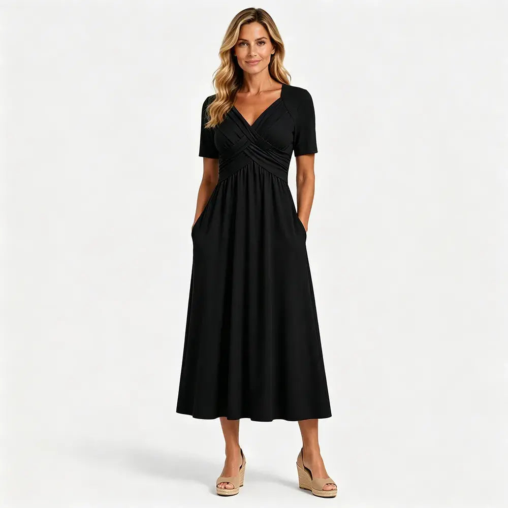 💟【50% popusta】【Veličine S-3XL】Jednobojna midi ležerna haljina