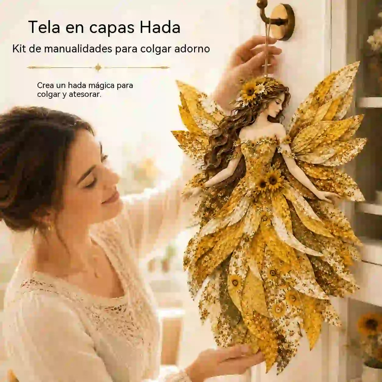 🧚‍♀️🌸 Set de patchwork premium "Hada": ¡tela de alta calidad con alas de flores, perfecta para decoraciones de pared de estilo fantástico hechas por ti mismo!