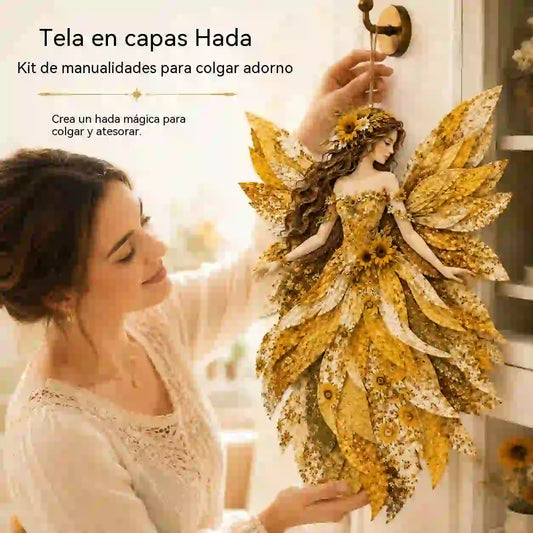 🧚‍♀️🌸 Set de patchwork premium "Hada": ¡tela de alta calidad con alas de flores, perfecta para decoraciones de pared de estilo fantástico hechas por ti mismo!