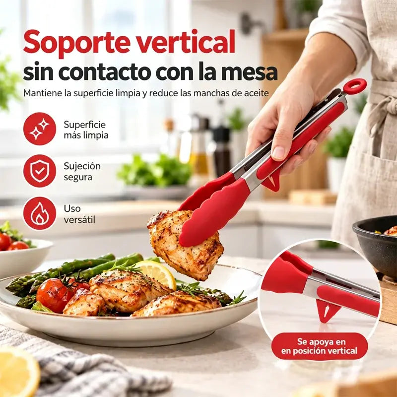 【Juego de 3 piezas】Pinzas de acero inoxidable para alimentos
