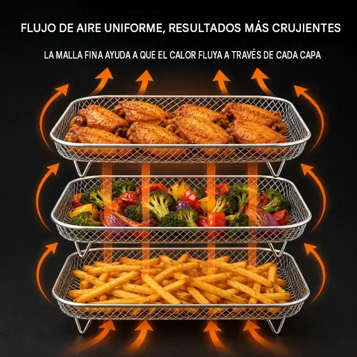 🍗Rejilla apilable de acero inoxidable para freidora de aire