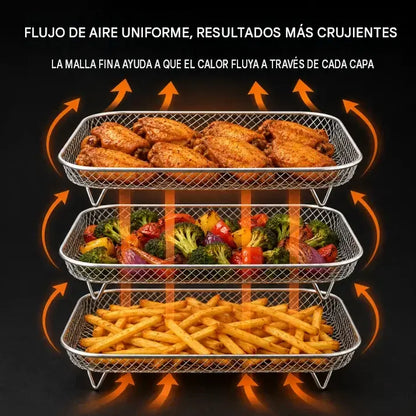 🍗Rejilla apilable de acero inoxidable para freidora de aire