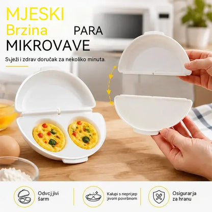 🍳 Savršen doručak za nekoliko minuta! Aparat za omlet u mikrovalnoj pećnici 🥚 | Dizajn s dva odjeljka · Materijal koji se ne lijepi za prehrambene proizvode · Uklonjiva šarka za jednostavno čišćenje · Brzo kuhanje, bez potrebe za uljem