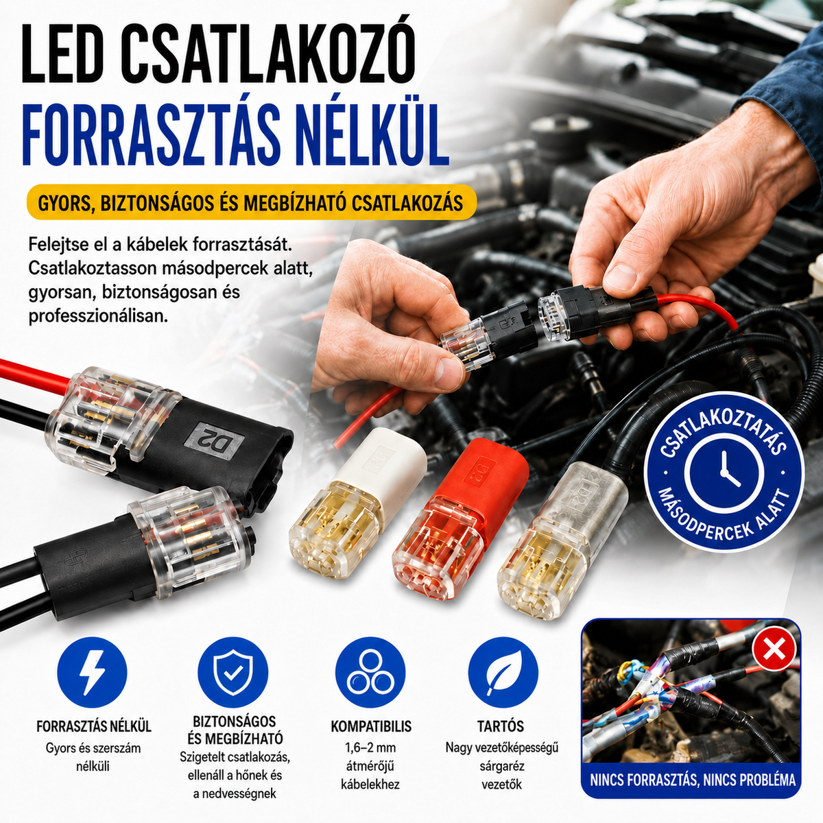 🥳 50% kedvezmény! ⏰ 【1000 darab raktáron】Reteszelő csatlakozó, reteszelő csattal, biztonságos zárással és csúszásgátlóval ⚡️