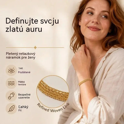 ✨ Využite teraz 50% zľavu! 💛 Široký tkaný sieťovaný náramok: mohutné články, elegantný a trblietavý 🎀