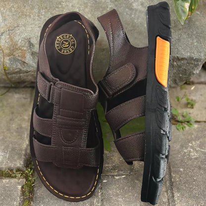 🔥👟 [Μέγεθος 38 ~ 44] Ανδρικά χειροποίητα αντιολισθητικά δερμάτινα μαλακά σανδάλια παραλίας