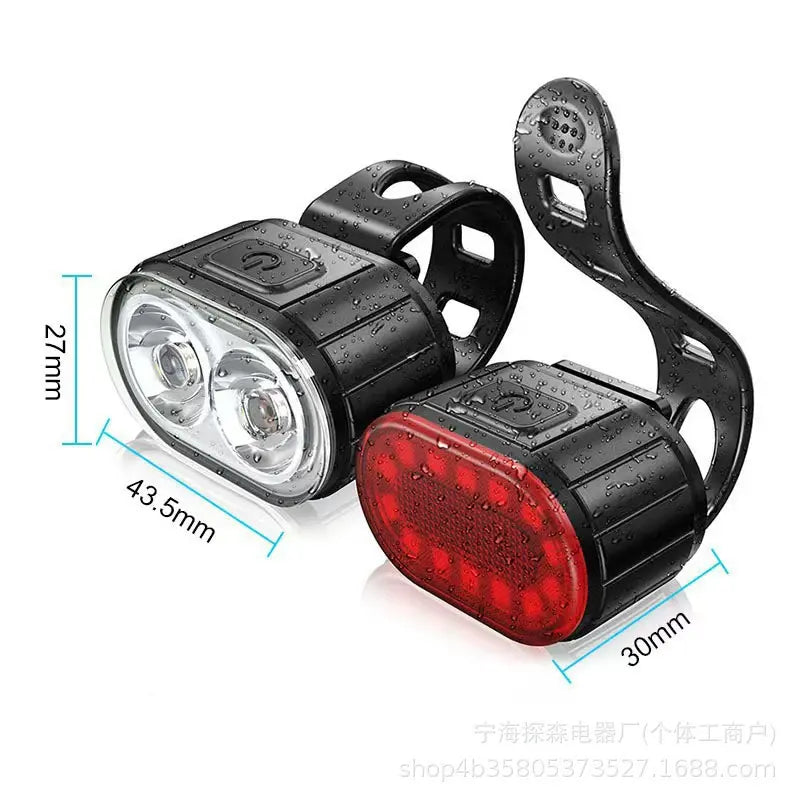 📢📢 ¡40% DE DESCUENTO! ⏰ Kit de luces recargables USB para bicicleta – PC de alta resistencia – Delantera + trasera para ciclismo