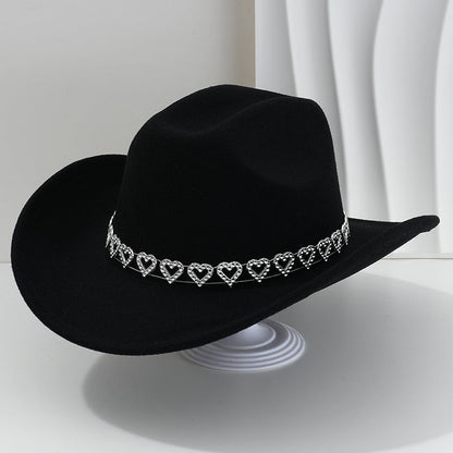 👑✨Sombrero vaquero con corazones de strass | Elegante y fácil de combinar
