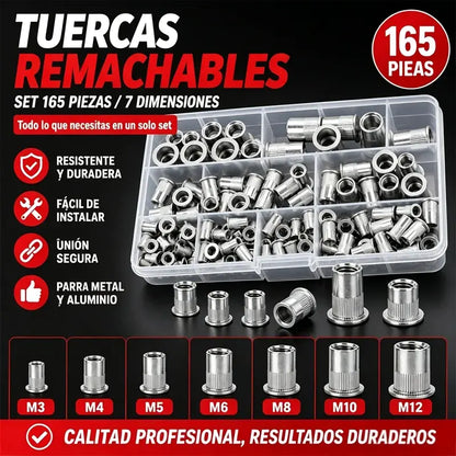 Kit de tuercas remachables moleteadas