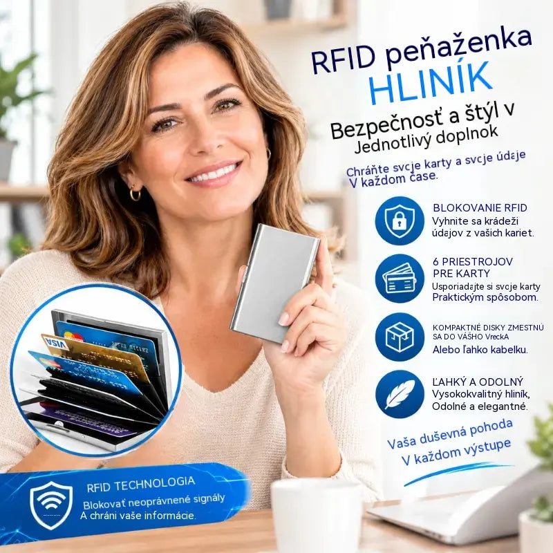 🛡️✨ Puzdro na karty z nehrdzavejúcej ocele s RFID ochranou – peňaženka na karty s antidemagnetizáciou, malá a prenosná 💳
