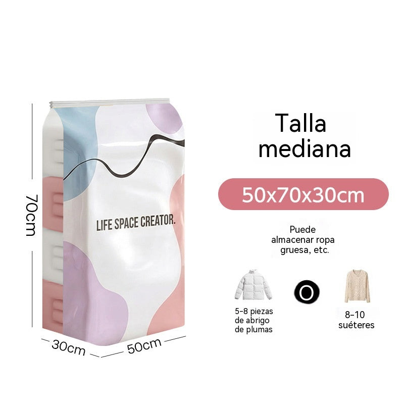 🧳【Juego de 5 piezas】💨 Bolsa de almacenamiento al vacío grande y compresible: no requiere bomba, es a prueba de fugas e ideal para ahorrar espacio en maletas y en casa ✈️