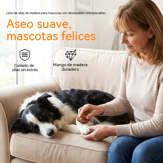 🐕 Lima de uñas de madera para mascotas – Papel de lija reemplazable, no corta la parte sensible de la uña.