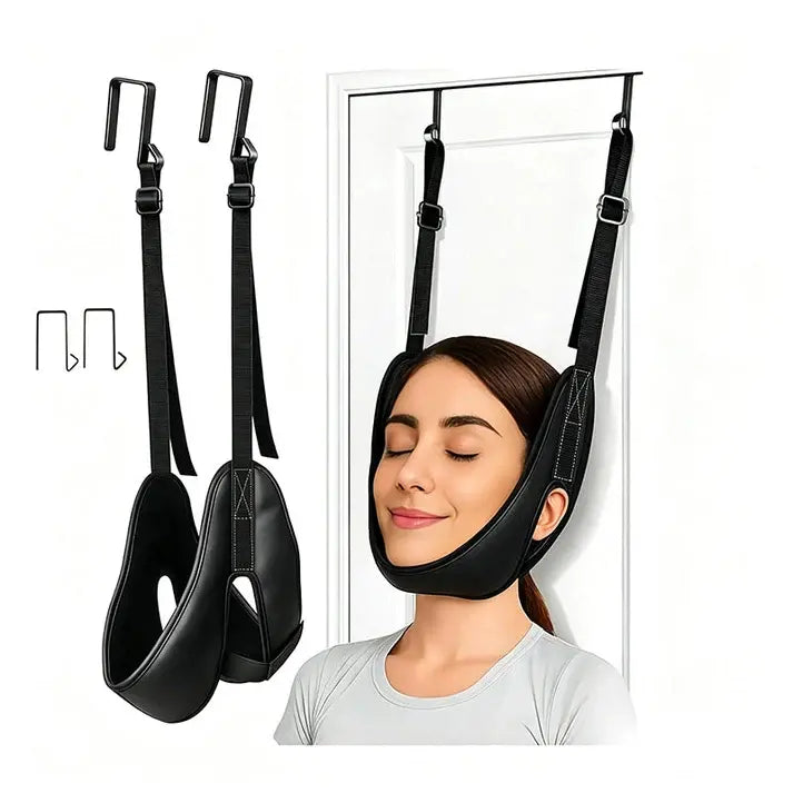 Dispositivo de tracción cervical para colgar en la puerta para aliviar el dolor de cuello.