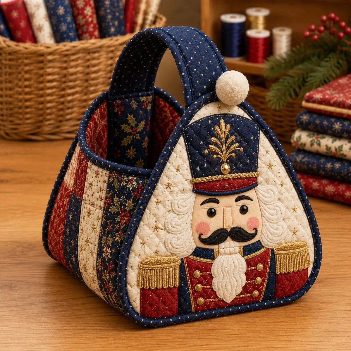 🎁🎁Prešívaný prenosný košík s vianočným motívom