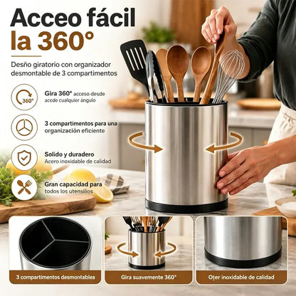 Caja de almacenamiento giratoria de 360 grados para utensilios de cocina