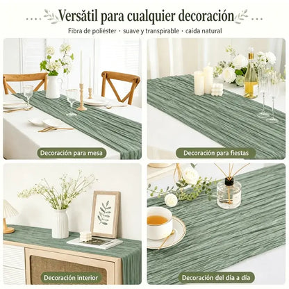 【2 piezas 27€】Camino de mesa de gasa estilo bohemio, camino de mesa romántico y transparente para bodas, despedidas de soltera, baby showers y fiestas de cumpleaños.