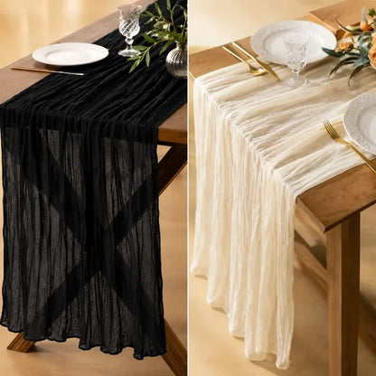 【2 piezas 27€】Camino de mesa de gasa estilo bohemio, camino de mesa romántico y transparente para bodas, despedidas de soltera, baby showers y fiestas de cumpleaños.