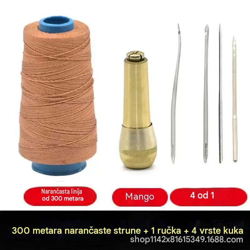 ✨Sada 50 % popusta!✨ Set od 5 dijelova za šivanje kože (šilo i voštani konac): alat za ručno šivanje i obradu kože.