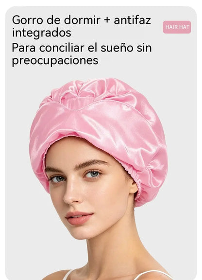 💤 ¡50% de descuento! Duerme más cómodamente mientras cuidas tu cabello: gorro de dormir de satén 2 en 1 (con antifaz incorporado).