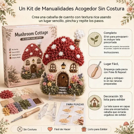 🍄 Kit de arte 3D para tela con diseño de pueblo caprichoso