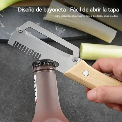 ✅【Kúp 1a dostaneš 1 zadarmo!】🧅🔪 Viacúčelová kuchynská škrabka 3 v 1: olúpa, krája a otvára uzávery fliaš! 🔥