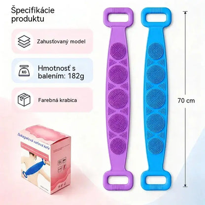 🔥Kúpte 1, 1 dostanete zadarmo🔥2 kusy za 23 eur🛁 Obojstranná silikónová rukavica do kúpeľa – extra dlhá telová drhnúca hubka pre jednoduché čistenie chrbta