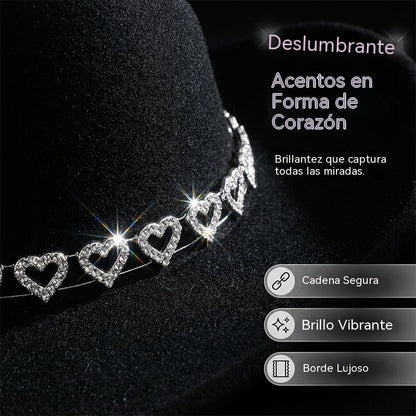👑✨Sombrero vaquero con corazones de strass | Elegante y fácil de combinar
