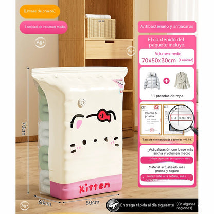 🧳【Juego de 5 piezas】💨 Bolsa de almacenamiento al vacío grande y compresible: no requiere bomba, es a prueba de fugas e ideal para ahorrar espacio en maletas y en casa ✈️