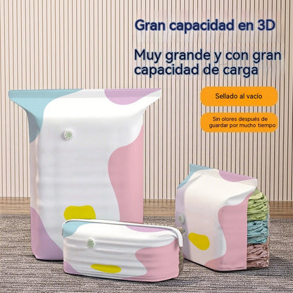 🧳【Juego de 5 piezas】💨Bolsa de almacenamiento al vacío grande y comprimible: no requiere bomba, es a prueba de fugas e ideal para ahorrar espacio en maletas y en casa ✈️