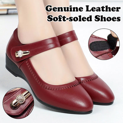 🏆👡【35-41】Mocasines de piel suave con cuña antideslizante y suela blanda para madres
