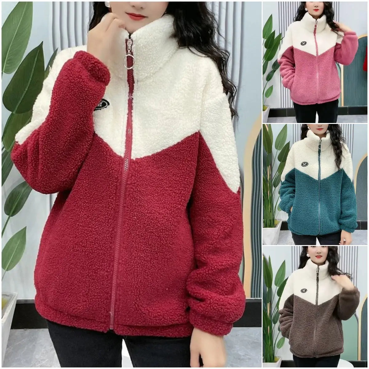 🔥🐏【M-4XL】Zimska flis jakna, pamučna jakna, ojačana pamučna jakna od janjeće vune, topla jakna