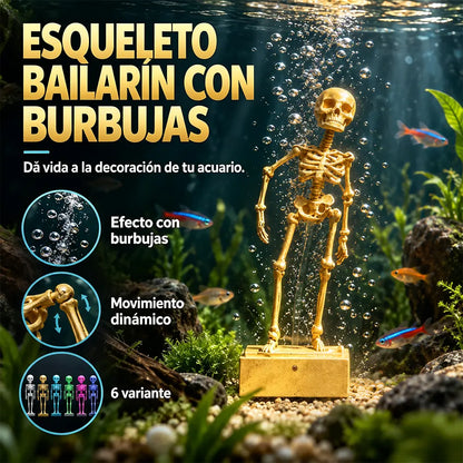 💧Adorno de acuario de esqueleto bailarín con burbujas💀
