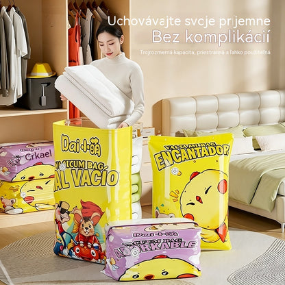 🧳【5-dielna sada】💨 Veľké, stlačiteľné vákuové úložné vrecko: nevyžaduje pumpičku, je nepriepustné a ideálne na úsporu miesta v kufri a doma ✈️