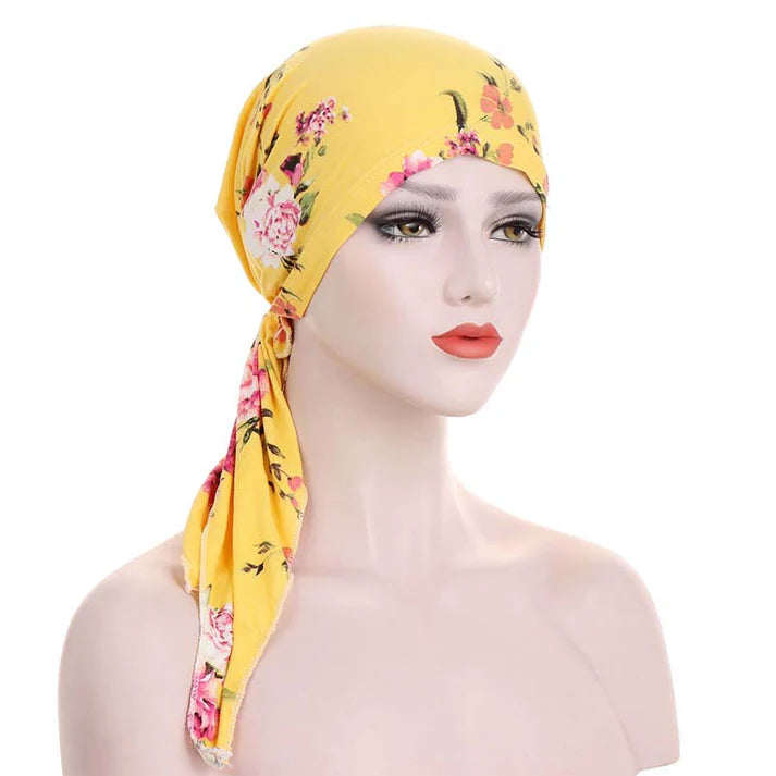 👒 ¡50% DE DESCUENTO POR TIEMPO LIMITADO! ✨ Turbante con estampado floral para mujer, preanudado – Suave, elástico y versátil 🌸