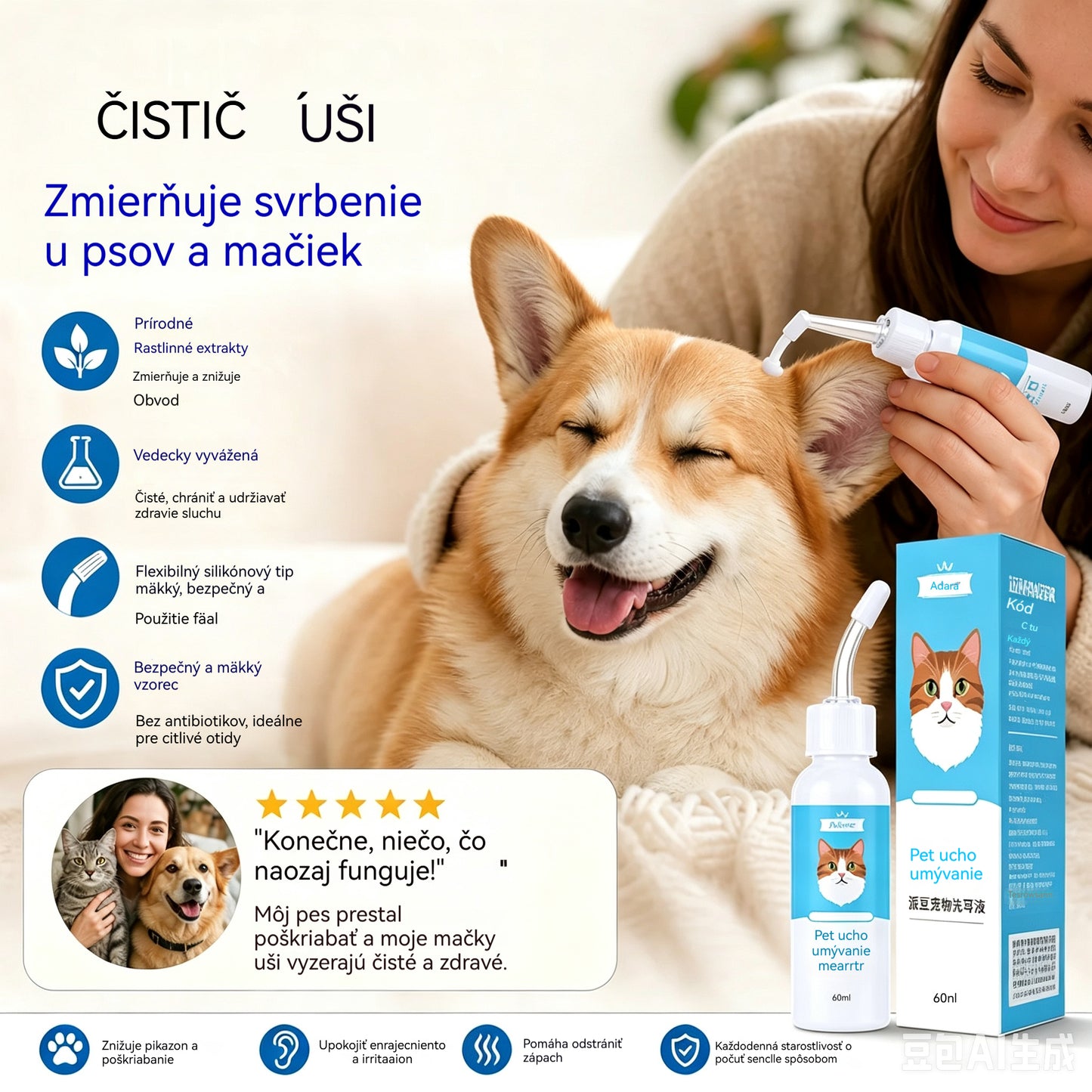 Kúpte jeden a druhý dostanete zadarmo -- dve fľaše za 22 eur🐶🐱 Čistič uší na zmiernenie svrbenia uší u psov a mačiek.