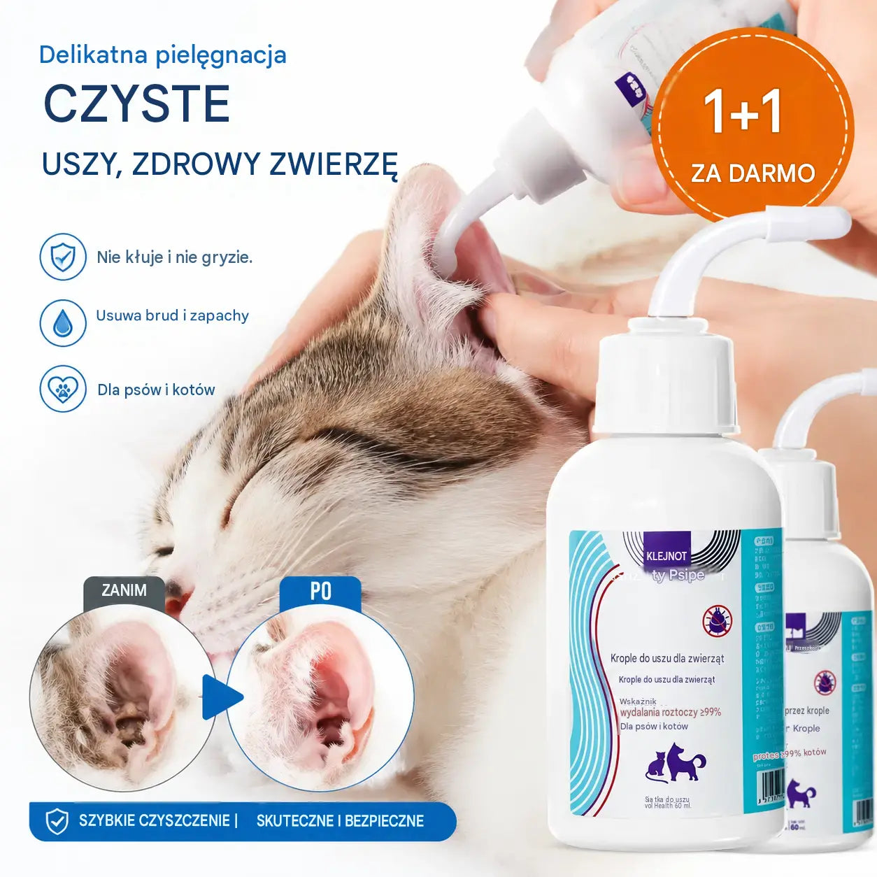 【Kup 1, a 1 dostaniesz gratis】🐶🐱 Środek do czyszczenia uszu, który łagodzi swędzenie w uszach psów i kotów.