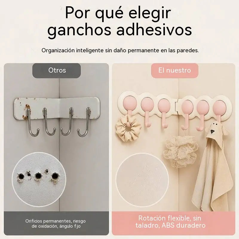 😆😆Diseño con rotación de 180°: ganchos de esquina con capacidad de carga de alta resistencia sin necesidad de taladrar.