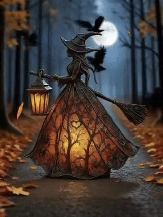 🧙‍♀️Lámpara de bruja, una decoración de linterna gótica espeluznante, un adorno de lámpara de mesa único, una luz de noche con patas, adecuada para el hogar, el porche, la oficina y la decoración de fiestas.