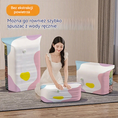 🧳【Zestaw 5 elementów】💨 Duży, kompresowalny worek próżniowy: nie wymaga pompki, szczelny i idealny do oszczędzania miejsca w walizkach i w domu ✈️