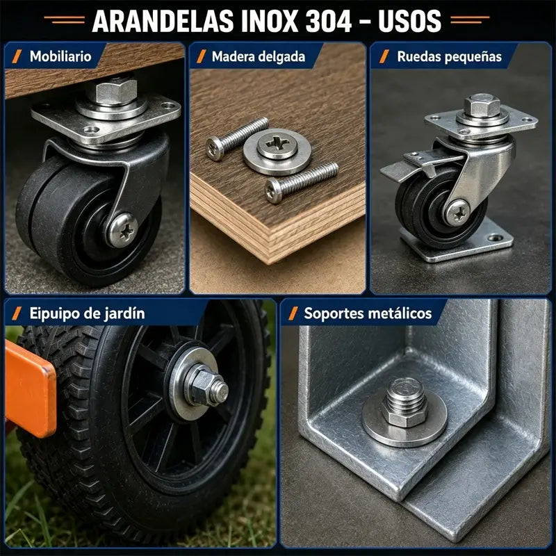 【190 piezas/caja】Junta metálica de acero inoxidable 304